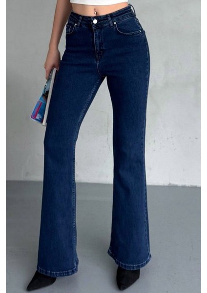 jean Vanessa Olivier Koyu Mavi Ispanyolkot Pantolon Yüksek Bel fırsatları