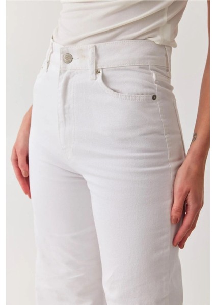 Azur Beyaz Yüksek Bel Salaş Palazzo Geniş Paça Kot Pant. Jean modelleri