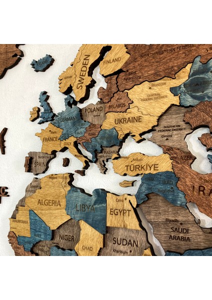 Denim Ahşap Dünya Haritası