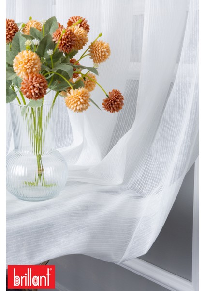 Keten Lara 1/2 Orta Pileli Ütü Istemez Kırışmaz Yeni Sezon Salon Oda Tül Perdesi