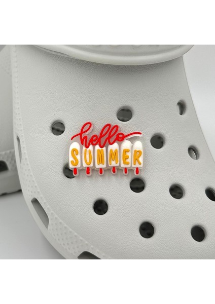 Terlik Süsü ve Aksesuarı , Çanta Süsü – Jibbitz 3D Hello Summer Logo Aksesuar