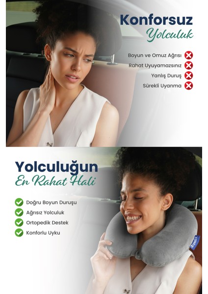 Ortopedik Seyahat Yastığı Visco Boyun Destekli Seyahat Yastığı - Gri fiyatları