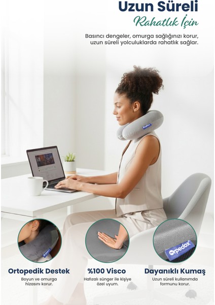 Ortopedik Seyahat Yastığı Visco Boyun Destekli Seyahat Yastığı - Gri modelleri