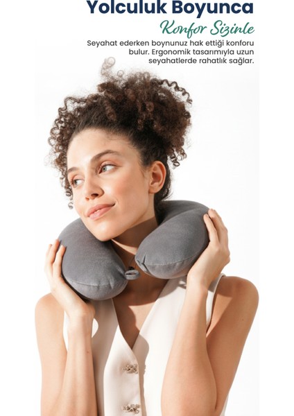Ortopedik Seyahat Yastığı Visco Boyun Destekli Seyahat Yastığı - Gri fırsatları