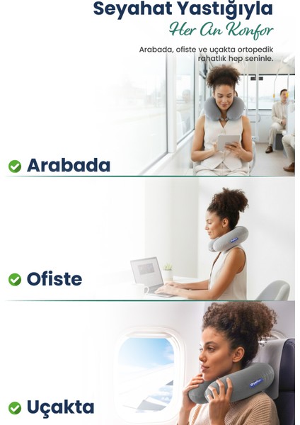 Ortopedik Seyahat Yastığı Visco Boyun Destekli Seyahat Yastığı - Gri indirimleri