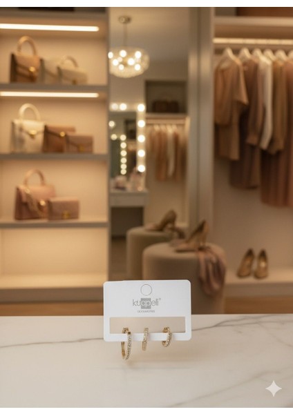 Gold 3'lü Halka Küpe