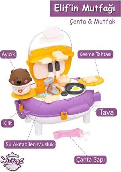 Elif’in Sırt Çantalı Oyuncak Mutfak Seti Taşınabilir ABS Malzemeden 3 Yaş Üzeri indirimleri