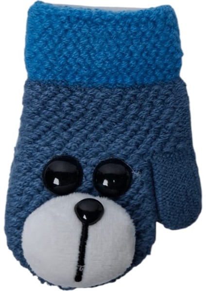Spteks Kitti 1-3 Yaş Bebe Erkek Çocuk Lacivert Renkli Maskotlu Kışlık Örme Eldiven fırsatları