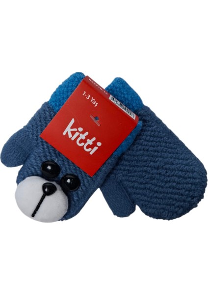 Spteks Kitti 1-3 Yaş Bebe Erkek Çocuk Lacivert Renkli Maskotlu Kışlık Örme Eldiven indirimleri