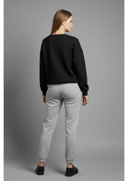 Happy Bunny Baskılı %100 Pamuk 3 Iplik Şardonsuz Sweatshirt - Bisiklet Yaka Basic Üst fırsatları