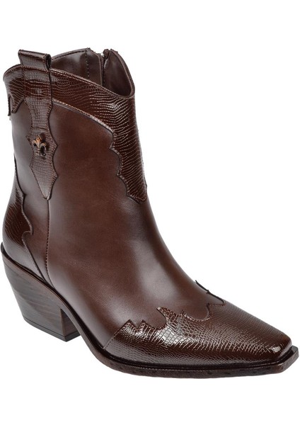 Kısa Western Kadın Topuklu Bot SMS-58151 Kahve