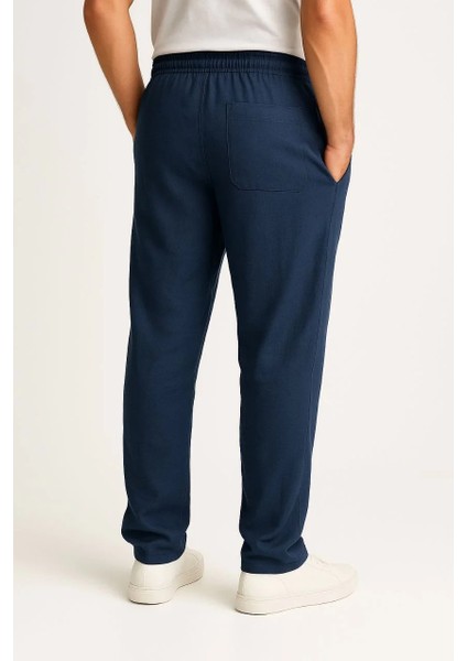 Erkek Keten Pantolon – Cepli, Beli Lastikli ve Bağcıklı, Nefes Alan Rahat Kalıp, Yazlık ve Baharlık Günlük Giyim, Şık & Konforlu Boru Paça Model - Lacivert indirimleri