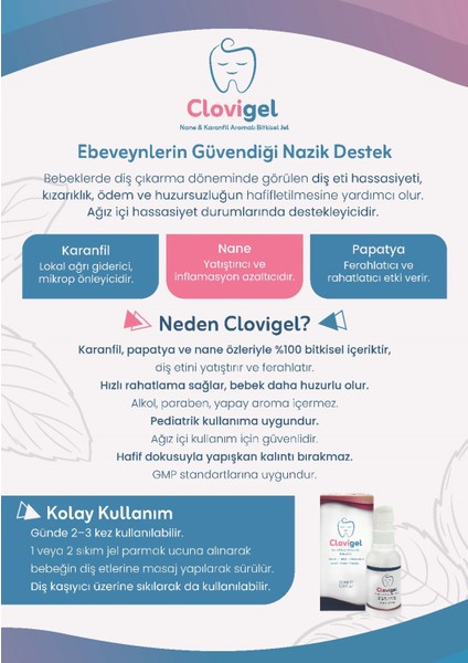 Nane Karanfil Papatya Aromalı Bitkisel Diş Jeli fiyatları