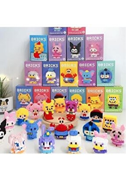 Bricks Daisy Duck 3D Puzzle 180 Parça Eğlenceli Yap Boz Mega LEGO 6.6 cm Yükseklik