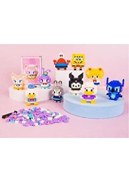 Bricks Daisy Duck 3D Puzzle 180 Parça Eğlenceli Yap Boz Mega LEGO 6.6 cm Yükseklik