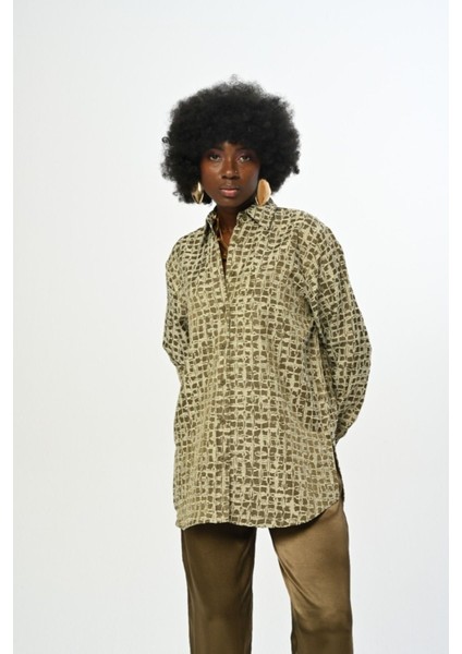 Kadın Desenli Oversize Kesim Gömlek fiyatları