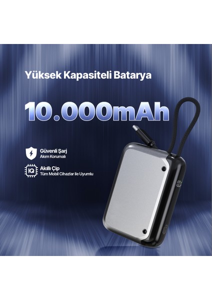 Recharger LCD 10.000MAH Pd 30W Usb-C Dahili Kablolu Taşınabilir Hızlı Şarj Aleti/Powerbank 2BB228 fiyatları