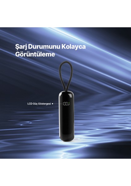 Recharger LCD 10.000MAH Pd 30W Usb-C Dahili Kablolu Taşınabilir Hızlı Şarj Aleti/Powerbank 2BB228 fırsatları