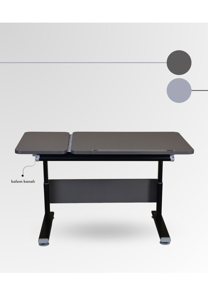 Vega Simple Minimalist Ofis Masası Yüksek Ayarlı ve Eğimli Çalışma Masası - 130x70 Cm, Antrasit/Gri indirimleri