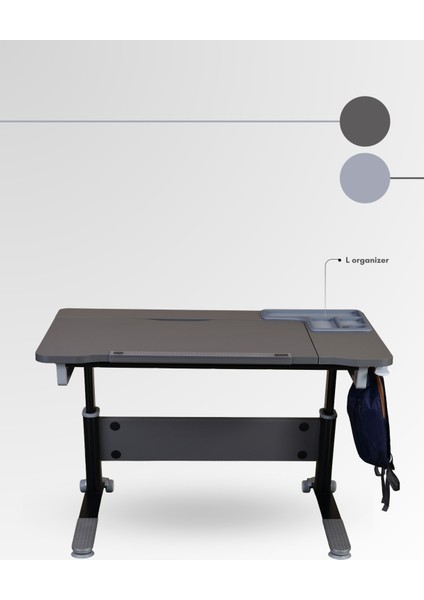 Sirius Simple Modern Ofis Masası Yüksekliği Ayarlanabilir Ofis Ev Çalışma Masası - 120x75 Cm, Antrasit/Gri indirimleri