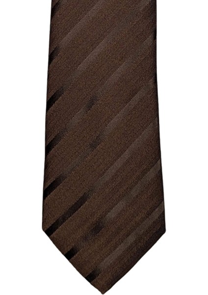 Koyu Kahverengi Çizgili 8 Cm Genişliğinde Klasik Kravat fiyatları