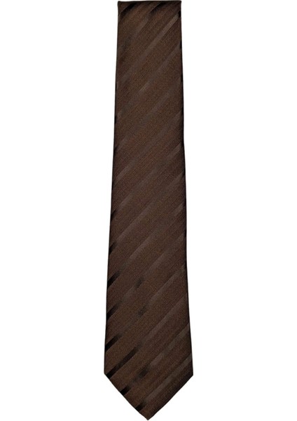 Koyu Kahverengi Çizgili 8 Cm Genişliğinde Klasik Kravat fırsatları