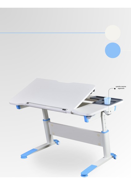 Anaokulu Masası Yükseklik ve Eğim Ayarlı Çalışma Masası - 120x75 Cm, Ekru/Mavi - Sirius Simple fırsatları