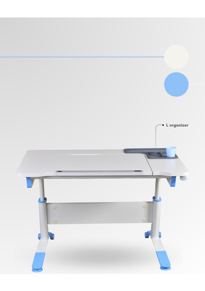 Anaokulu Masası Yükseklik ve Eğim Ayarlı Çalışma Masası - 120x75 Cm, Ekru/Mavi - Sirius Simple indirimleri