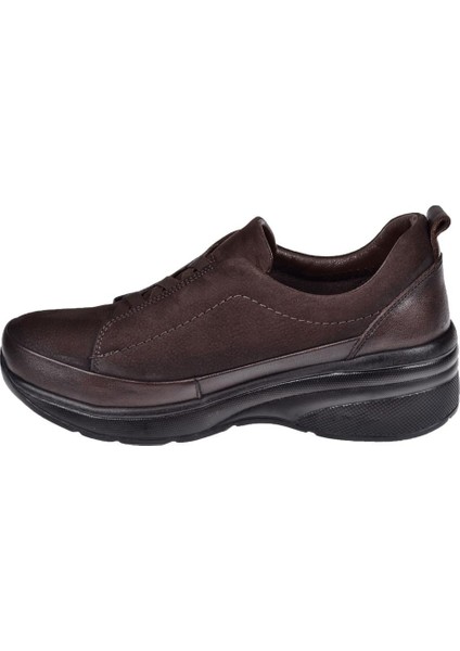 Hakiki Deri Dolgu Taban Comfort Kadın Ayakkabı BEE-069 Kahve Nubuk modelleri