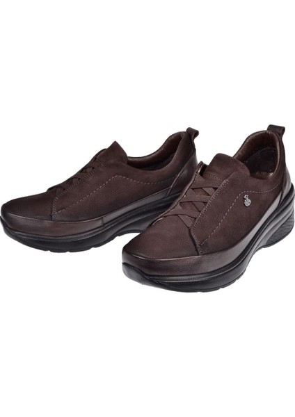 Hakiki Deri Dolgu Taban Comfort Kadın Ayakkabı BEE-069 Kahve Nubuk fırsatları