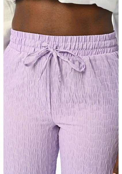 Kadın Rahat Kalıp Beli Lastikli Desenli Düz Renk Pantolon fiyatları