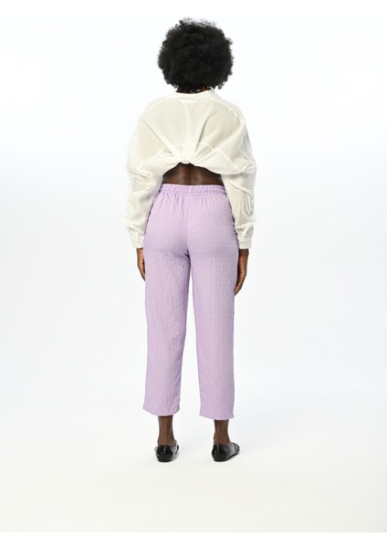 Kadın Rahat Kalıp Beli Lastikli Desenli Düz Renk Pantolon fırsatları