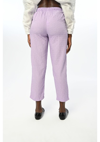 Kadın Rahat Kalıp Beli Lastikli Desenli Düz Renk Pantolon indirimleri