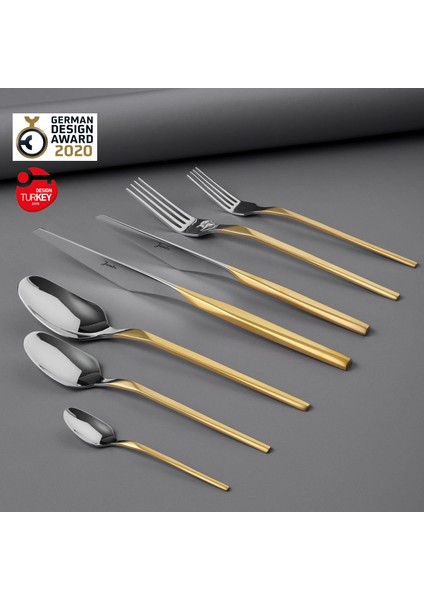 5100 Quartz Mat Altın 12 Kişilik 84 Parça Çatal Kaşık Bıçak Takımı 500.01.01.7385