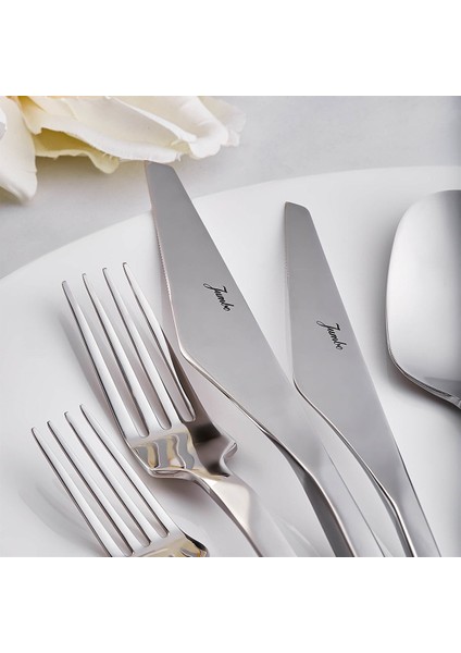 5100 Quartz Mat 84 Parça 12 Kişilik Çatal Bıçak Kaşık Seti