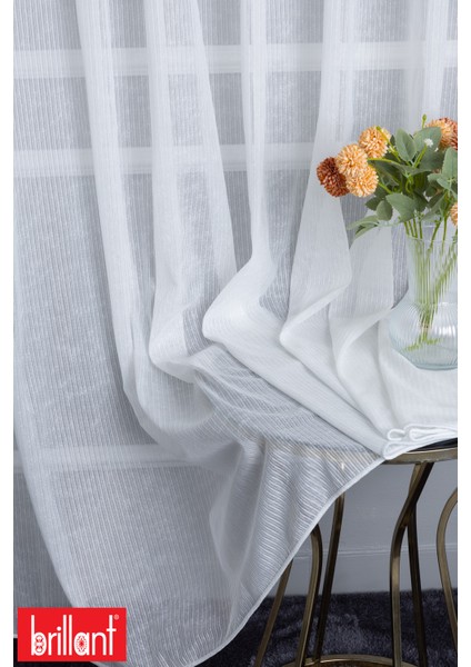 Keten Lara 1/2 Orta Pileli Ütü Istemez Kırışmaz Yeni Sezon Salon Oda Tül Perdesi