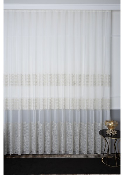 Kayra Gold Işlemeli 1/2 Orta Pileli Ütü Istemez Kırışmaz Yeni Sezon Salon Oda Tül Perdesi modelleri