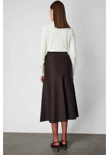 Kadın Pileli Midi Triko Etek 65210 Kahverengi fırsatları