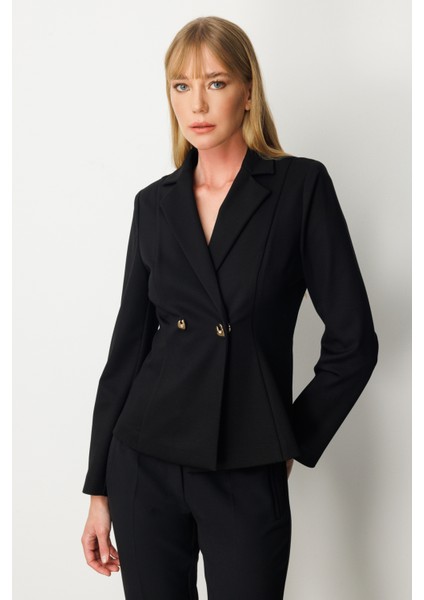 Kadın Kruvaze Yaka Çıtçıtlı Ceket 5155 Siyah fiyatları
