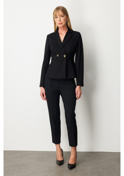 Kadın Kruvaze Yaka Çıtçıtlı Ceket 5155 Siyah modelleri