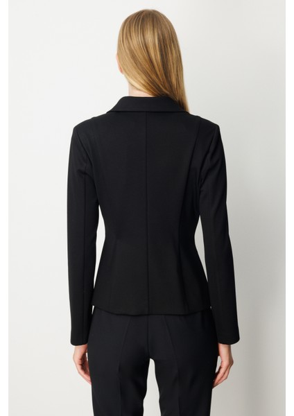 Kadın Kruvaze Yaka Çıtçıtlı Ceket 5155 Siyah fırsatları
