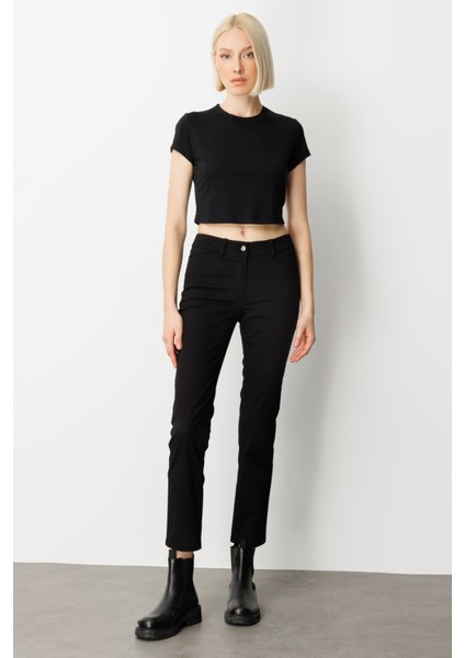 Kadın Dar Paça Kanvas Pantolon 1189 Siyah