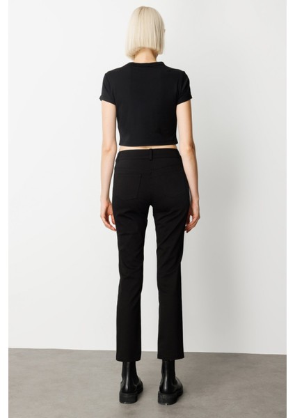 Kadın Dar Paça Kanvas Pantolon 1189 Siyah fırsatları