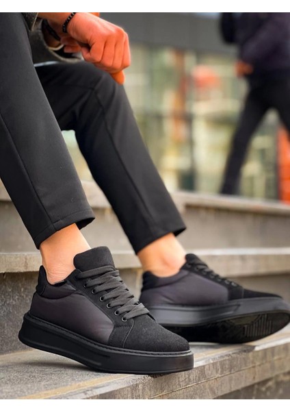 KB-046 Kuback Siyah Paraşüt Siyah Yüksek Taban Günlük Spor Ayakkabı