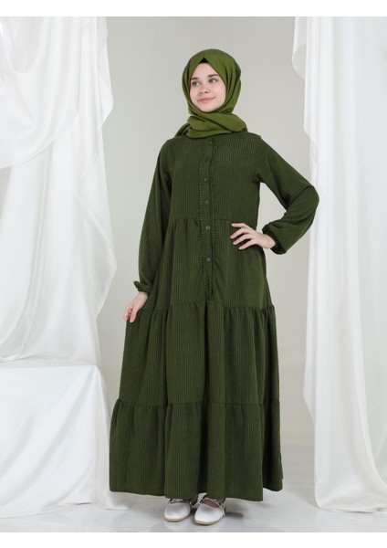 Elara Kız Çocuk Kadife Elbise Yeşil