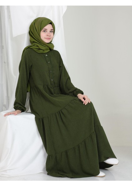 Elara Kız Çocuk Kadife Elbise Yeşil