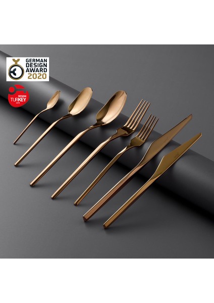5100 Quartz Titanyum Bronz 12 Kişilik 84 Parça Çatal Kaşık Bıçak Seti