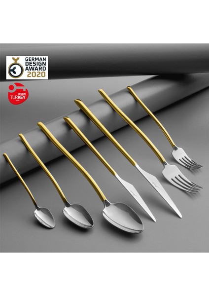 5100 Altın Çatal Kaşık Seti 84 Parça 12 Kişilik
