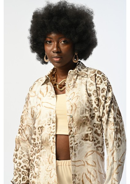 Kadın Leopar ve Çiçek Desenli Gömlek fiyatları