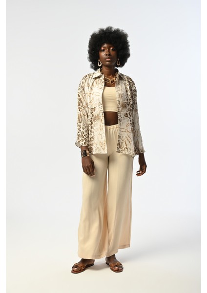 Kadın Leopar ve Çiçek Desenli Gömlek modelleri